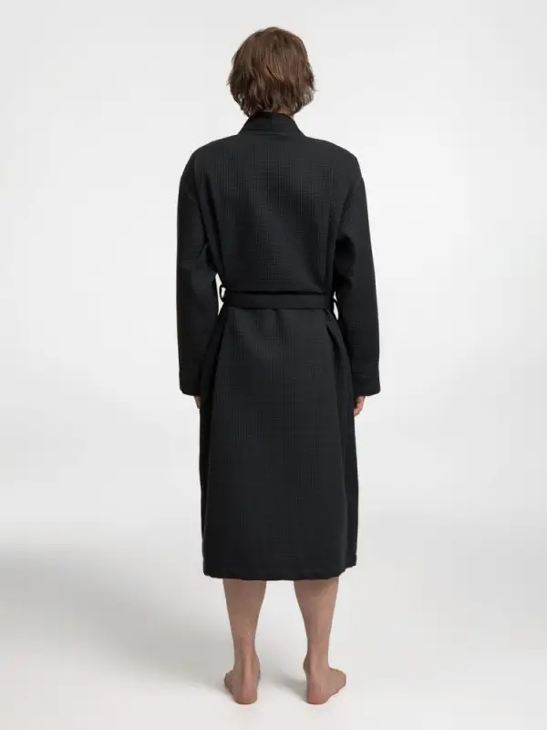 Халат вафельный Kimono, черный, размер M/L