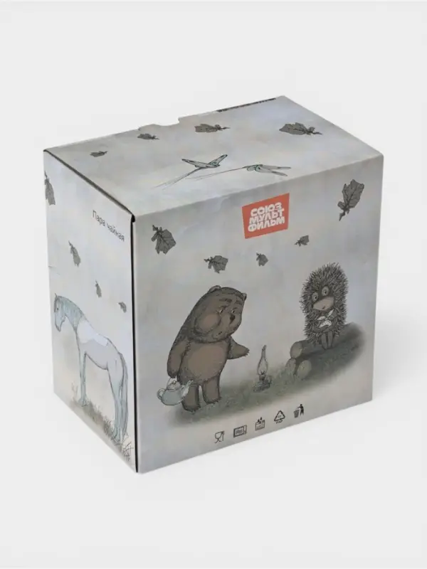 Чайная пара КОРАЛЛ &laquo;Ёжик в тумане&raquo;, 400 мл, фарфор, белая