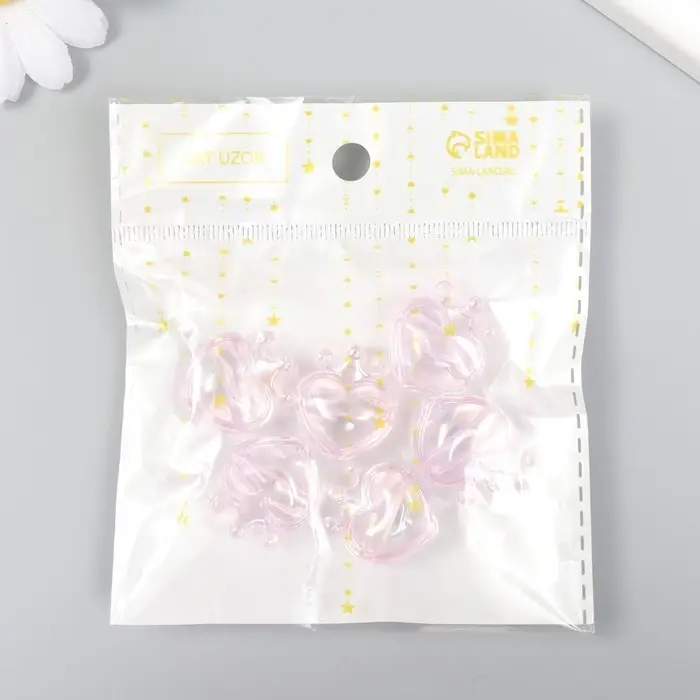 Бусина для рукоделия и плетения «Арт Узор. Сердечко с короной сиреневое», пластик, 2.1×1.4×2.5 см