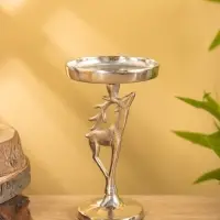 Подсвечник "Олененок" 10х10х17 см, алюминий, серебряный