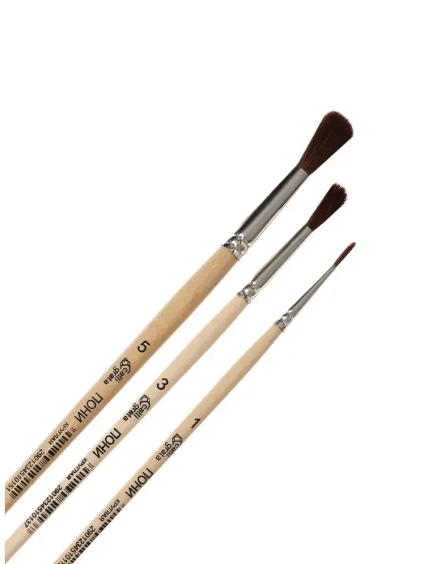 Набор кистей для рисования, пони, 3 штуки: №: 1, 3, 5, Calligrata, круглые, деревянная ручка, в пакете