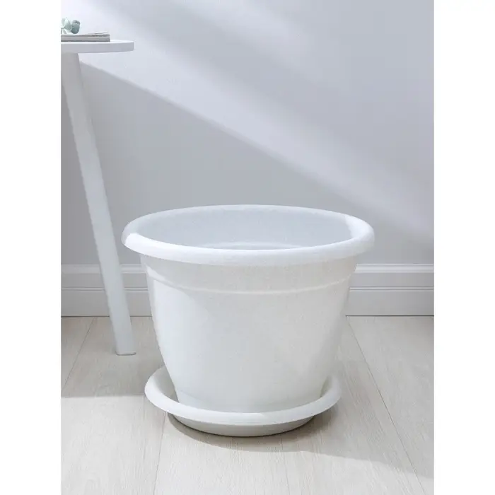 Горшок для цветов с поддоном &laquo;Борнео&raquo;, 25.8 л, пластиковый, цвет мраморный