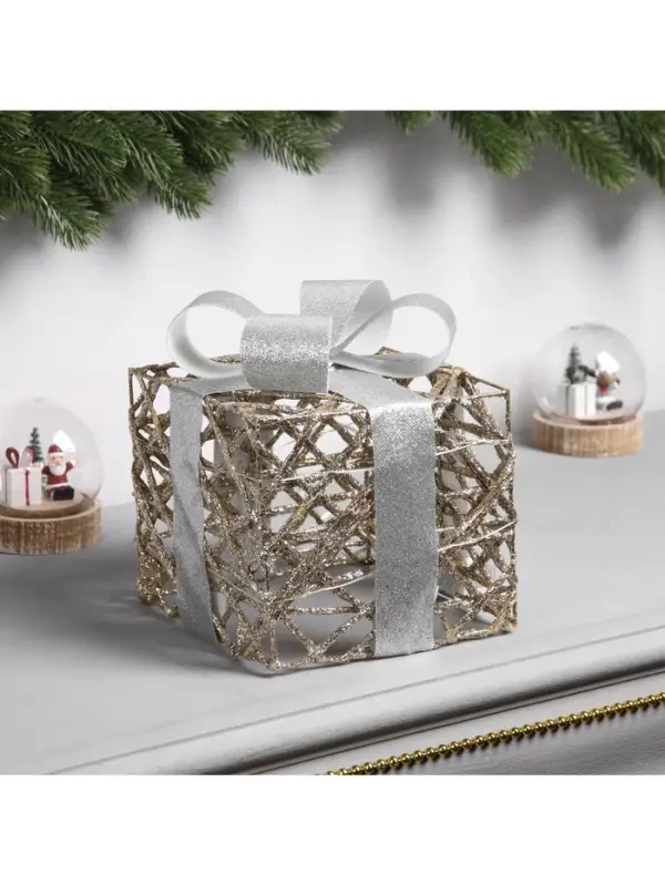 Светодиодная фигура &laquo;Подарок&raquo; 17&times;15&times;15 см, 20 LED, от батареек AAх2, свечение тёплое белое