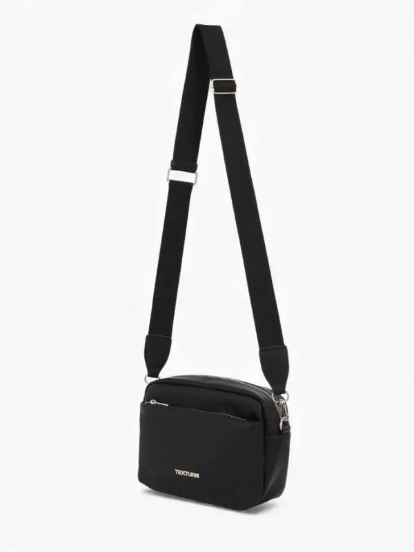 Сумка женская кросс-боди TEXTURA на молнии, 16&times;7&times;17 см, чёрная