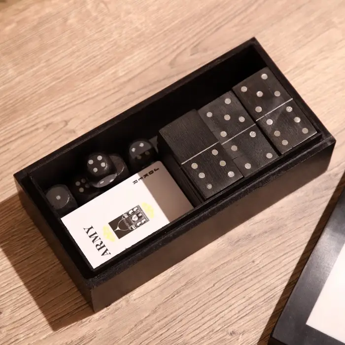 Игра настольная 3 в 1, домино, кубики, карты, полирезин, МДФ