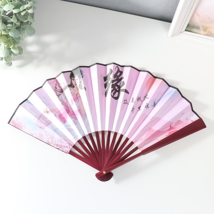 Веер дерево, текстиль h=26,8 см  Веер дерево, текстиль h=26,8 см "Китайский стиль" МИКС