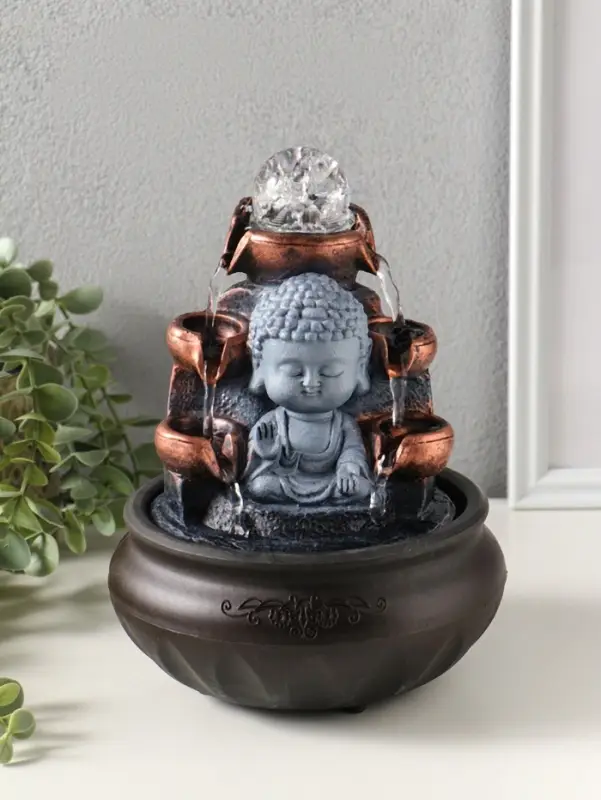 Фонтан настольный от сети, подсветка "Будда - мудра" 16х16х22 см