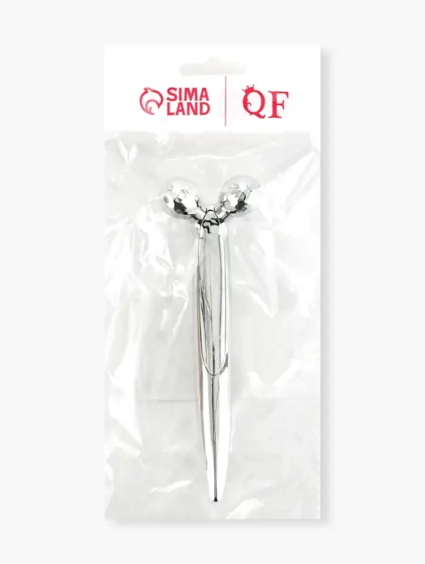 Массажёр для лица и зоны декольте, 2 шара, 14.3&times;4.5 см, серебристый