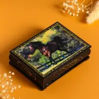 Шкатулка «Конь», 10×14 см, лаковая миниатюра