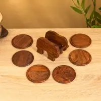 Подставка под горячее "Слон" (набор 6 шт), 12х12х6,5 см, дерево шишам Подставка под горячее "Слон" (набор 6 шт), 12х12х6,5 см, дерево шишам