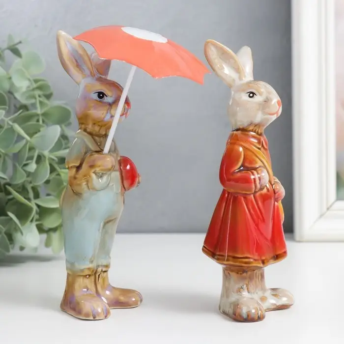 Сувенир керамика Сувенир керамика "Заюшка - под зонтом" МИКС 15,5х4,5х5 см