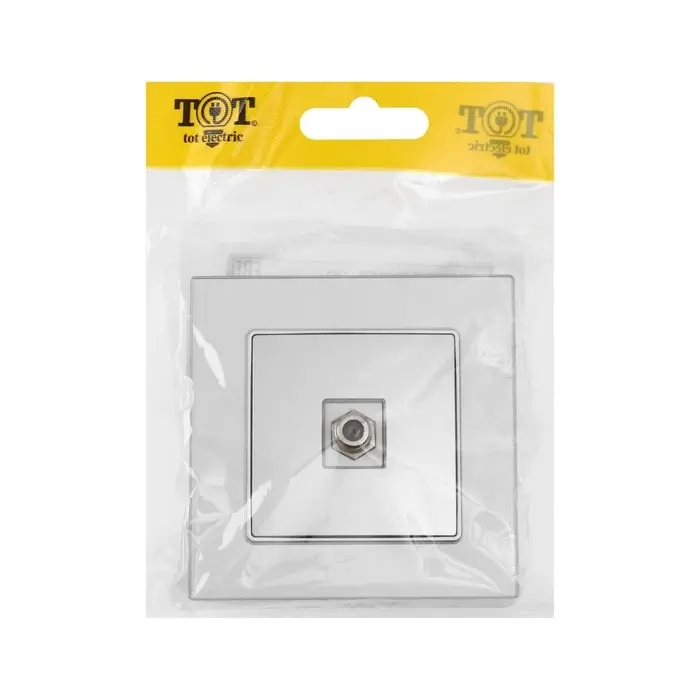 Розетка телевизионная TOT Glossy Glass, стекло, скрытая, одноместная, серебристая