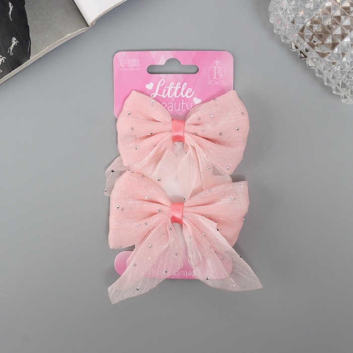 Зажим для волос  Зажим для волос "Марта" (набор 2 шт) переливы, 7,5 см, розовый