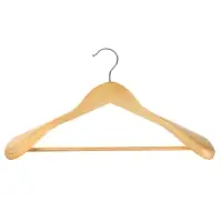 Вешалка для одежды тм VETTA, 45x5,5см, деревянная, широкие плечи, хром, цвет светлое дерево