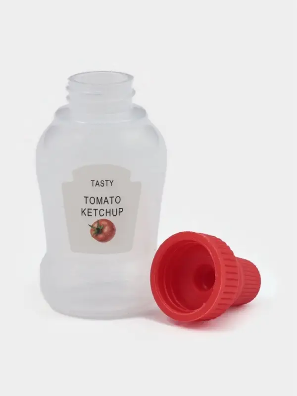 Бутылки для соуса &laquo;Мини&raquo;, набор 4 шт., 24 мл, 7.4&times;3&times;2.6 см, пластик, прозрачные, наклейка МИКС