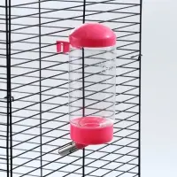 Поилка для клетки, 400 мл, 9&times;6&times;20 см, розовая