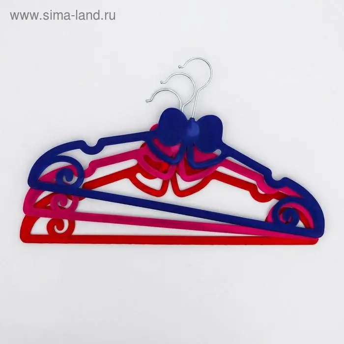 Плечики для одежды «Бант», размер 44-46, флокированное покрытие, цвет МИКС Плечики для одежды «Бант», размер 44-46, флокированное покрытие, цвет МИКС