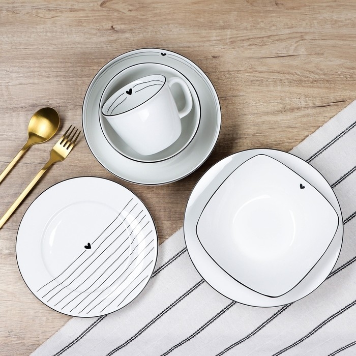 Глубокая тарелка керамическая «С любовью», 14.5 х 6.4 см, 600 мл, цвет белый Глубокая тарелка керамическая «С любовью», 14.5 х 6.4 см, 600 мл, цвет белый