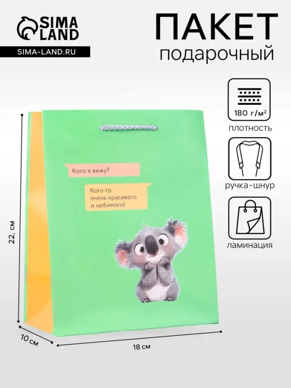 Пакет подарочный ламинированный &laquo;Кого я вижу?&raquo; 18&times;22.3&times;10 см