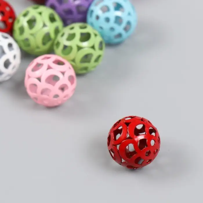 Бусина для творчества металл "Шарик с узорами" МИКС 1,6х1,6х1,6 см