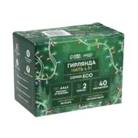 Гирлянда &laquo;Нить&raquo; 4 м, IP20, прозрачная нить, 40 LED, 2 режима, от батареек АА&times;3, свечение мульти
