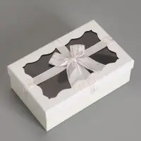 Набор подарочных коробок 3 в 1, прямоугольные с окном, белый, 23&times;16&times;9.5; 21&times;14&times;8; 19&times;12&times;6.5 см