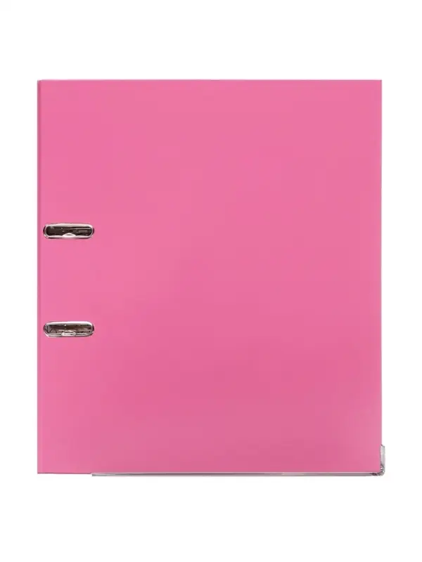 Папка-регистратор А4, 50 мм, ПВХ, тиснение &laquo;лен&raquo;, металлическая окантовка, карман на корешок, собранная, розовая, микс