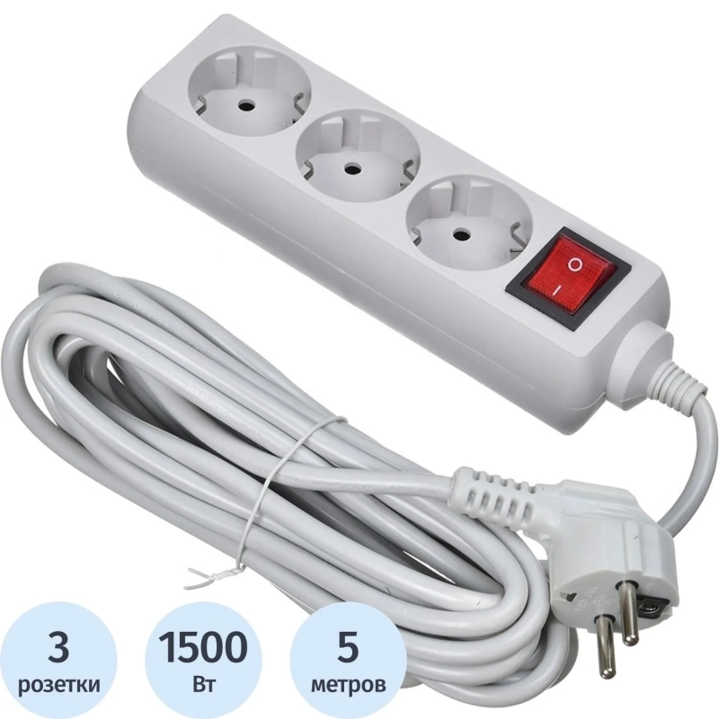 Сетевой фильтр Buro 300SL-5-G 5м (3 розетки) серый