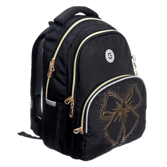 Рюкзак школьный, 40 х 27 х 20 см, Grizzly, эргономичная спинка, отделение для ноутбука, чёрный Рюкзак школьный, 40 х 27 х 20 см, Grizzly, эргономичная спинка, отделение для ноутбука, чёрный