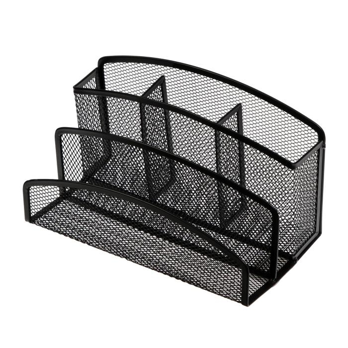 Подставка для канцелярских мелочей Calligrata, 5 отделений, сетка, металлическая, чёрная