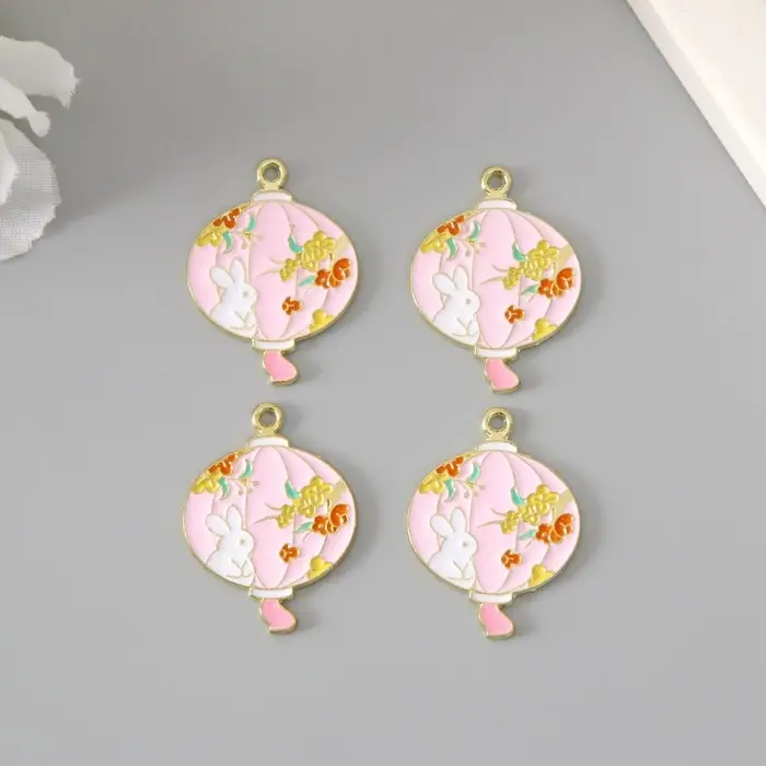 Декор для творчества металл, эмаль "Зайка и цветы" 2,7х2,2 см