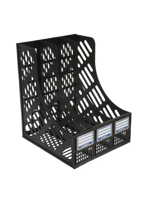 Лоток вертикальный, 3-х секционный, разборный, чёрный