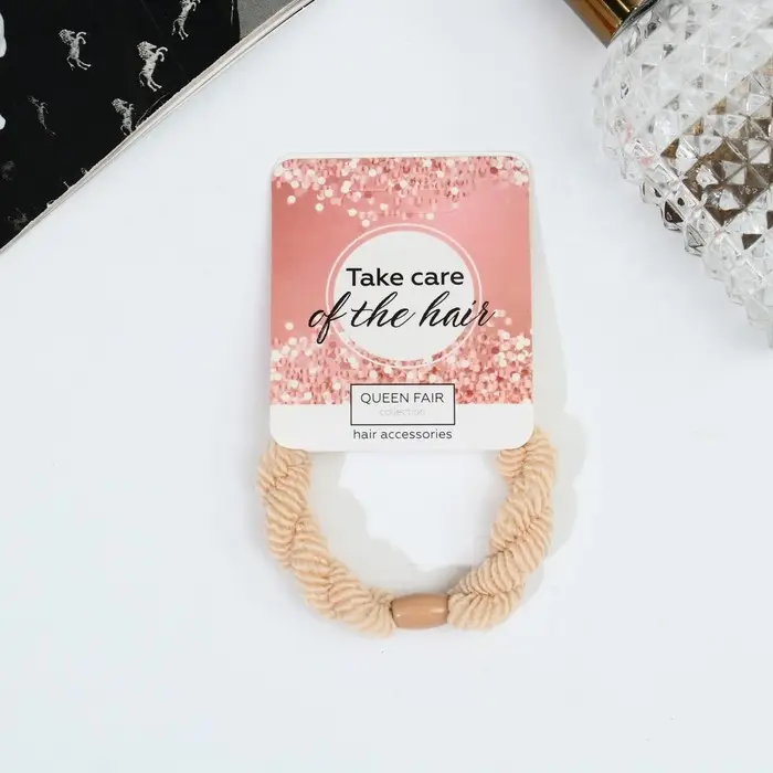 Резинка для волос Резинка для волос "Спорт" плетение элит, 4,5 см, бежевый