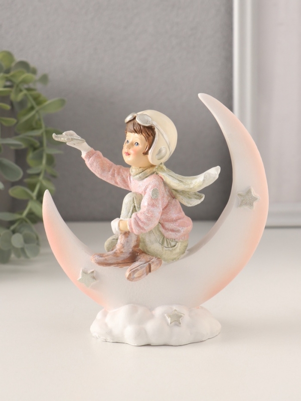 Сувенир полистоун Сувенир полистоун "Малыш-авиатор на месяце" 13х5,5х14 см