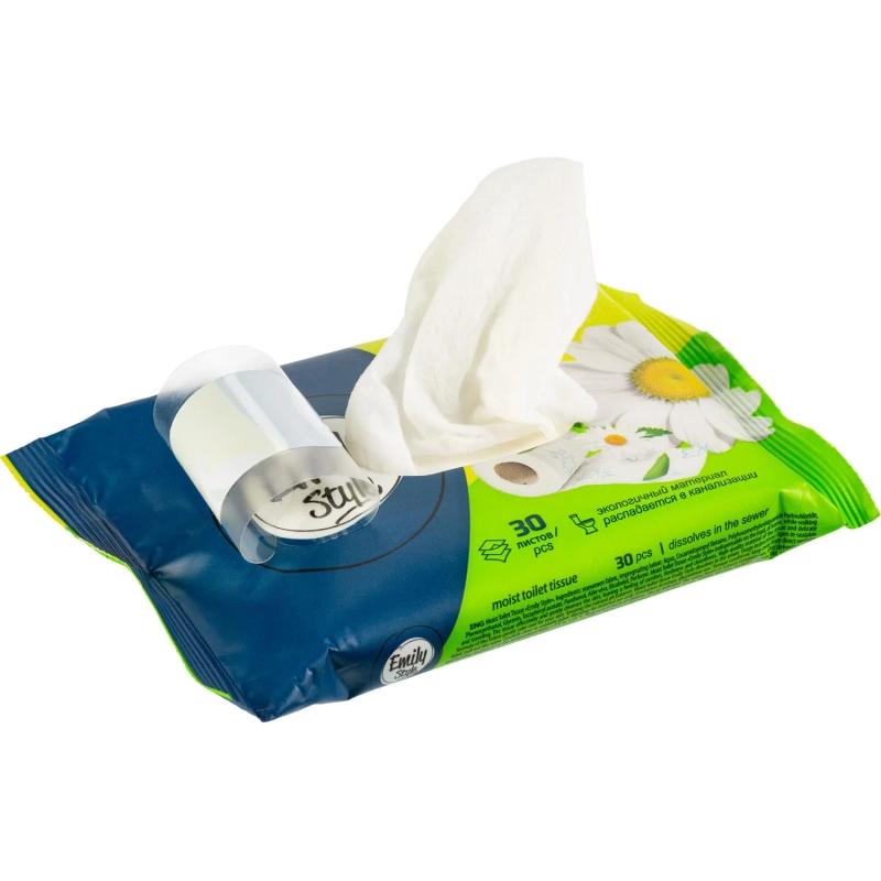Бумага туалетная влажная Emily Style растворяющаяся 30шт/уп