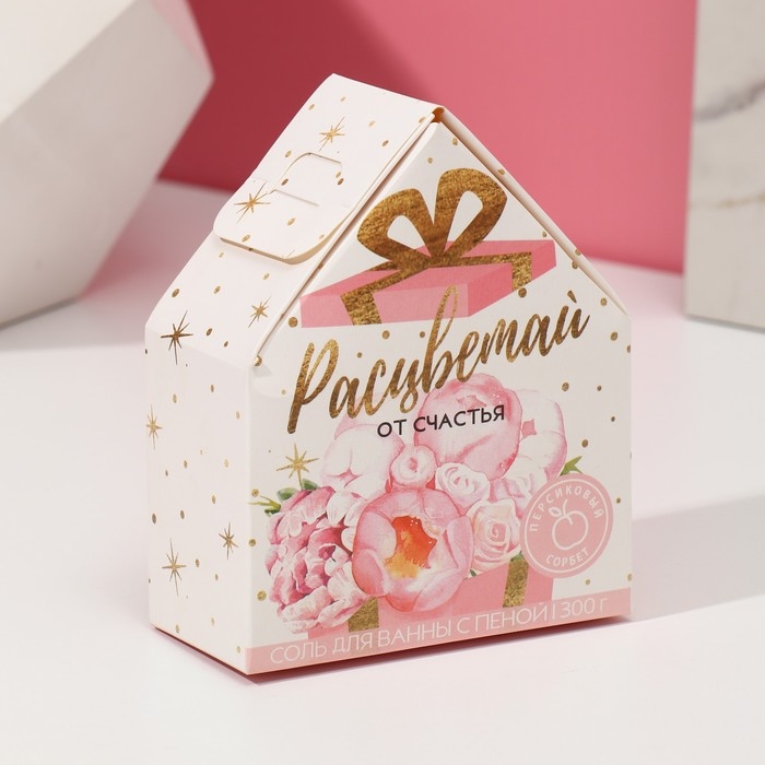 Соль для ванны с сухой пеной ЧИСТОЕ СЧАСТЬЕ «8 Марта!», 300 г, аромат персиковый сорбет Соль для ванны с сухой пеной ЧИСТОЕ СЧАСТЬЕ «8 Марта!», 300 г, аромат персиковый сорбет