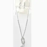 Набор 2 предмета: серьги, колье &laquo;Лёд&raquo;, загиб, белый в серебре, 40 см