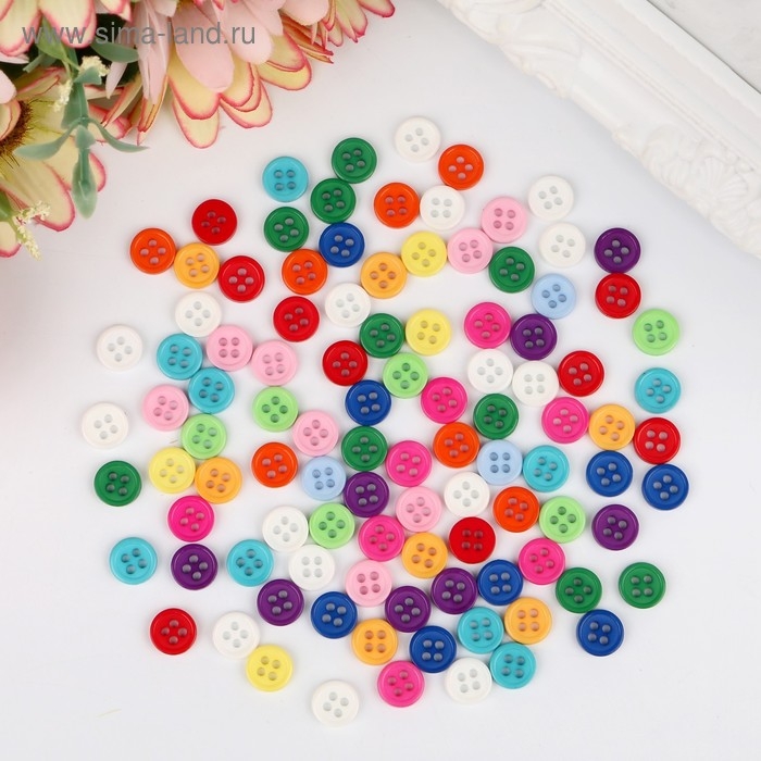 Набор пуговиц пластик Набор пуговиц пластик "Цветная пуговка" МИКС н-р 100 шт 11,2х1,5х7 см