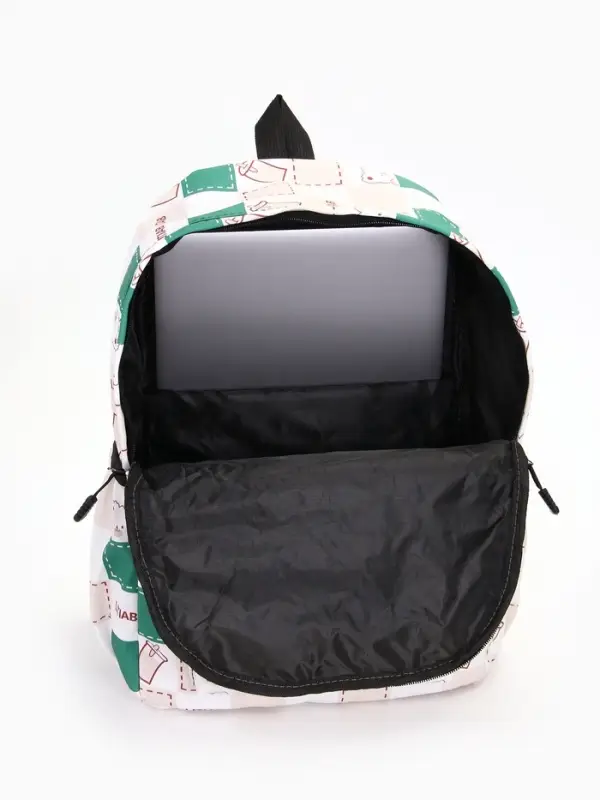 Рюкзак школьный на молнии, с карманами, с рисунком, размер 30&times;13&times;42 см, с принтом, бежевый