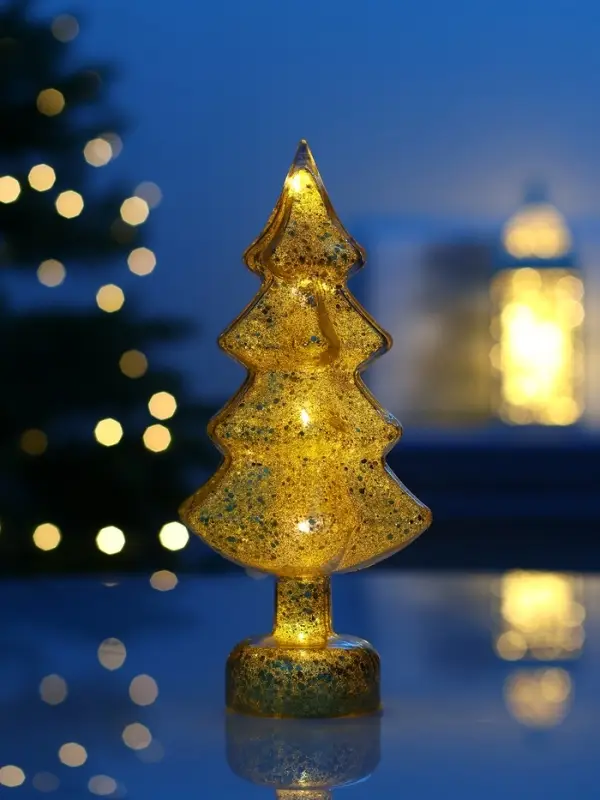 Фигура светодиодная  Фигура светодиодная "Елочка золотистая", 1 LED, 25 см, от бат. AAAx3, Т/БЕЛЫЙ