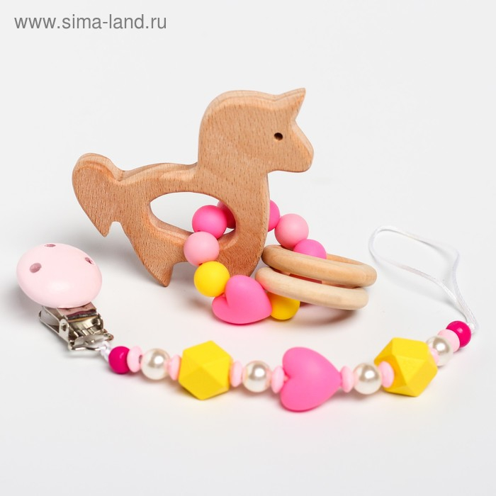 Подарочный набор: Держатель для соски-пустышки и прорезыватель «Принцесса», Mum&Baby Подарочный набор: Держатель для соски-пустышки и прорезыватель «Принцесса», Mum&Baby