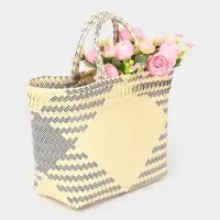 Сумка плетёная, 30&times;15&times;35 см, пластик, бежевая с чёрным