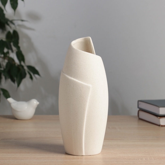 Керамическая ваза декоративная настольная «Уилстон», для цветов, сухоцветов, d-5 см, 22×9.5 см, бежевый Керамическая ваза декоративная настольная «Уилстон», для цветов, сухоцветов, d-5 см, 22×9.5 см, бежевый