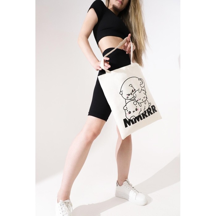 Шопер детский для девочки Милый котик без молнии, без подкладки, цвет бежевый Шопер детский для девочки Милый котик без молнии, без подкладки, цвет бежевый