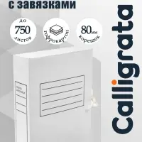 Папка архивная с завязками, микрогофрокартон, 80 мм, белый, до 750 л