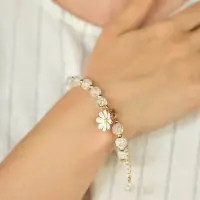 Браслет «Ромашка. Нежность», белый в золоте