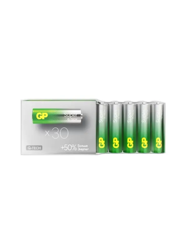 Батарейка алкалиновая GP Super Alkaline G-Tech, AAA, LR03-30BOX, 1.5 В, набор, 30 шт.
