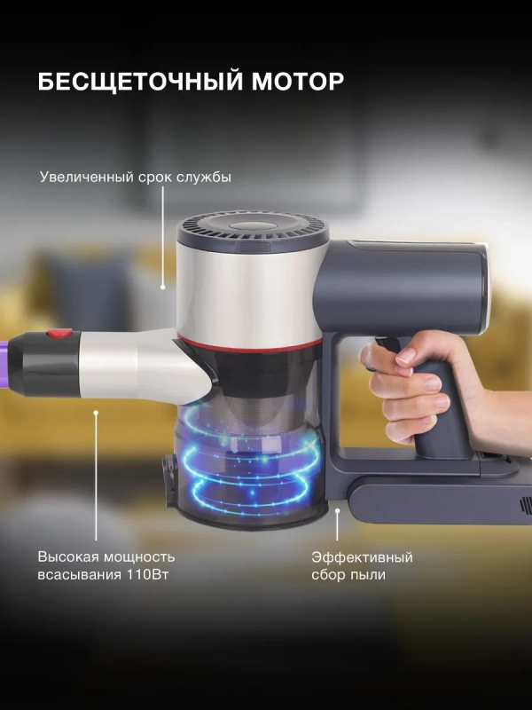 Пылесос ручной HYV-S7570 700мл 380Вт темно-синий Пылесос ручной HYV-S7570 700мл 380Вт темно-синий