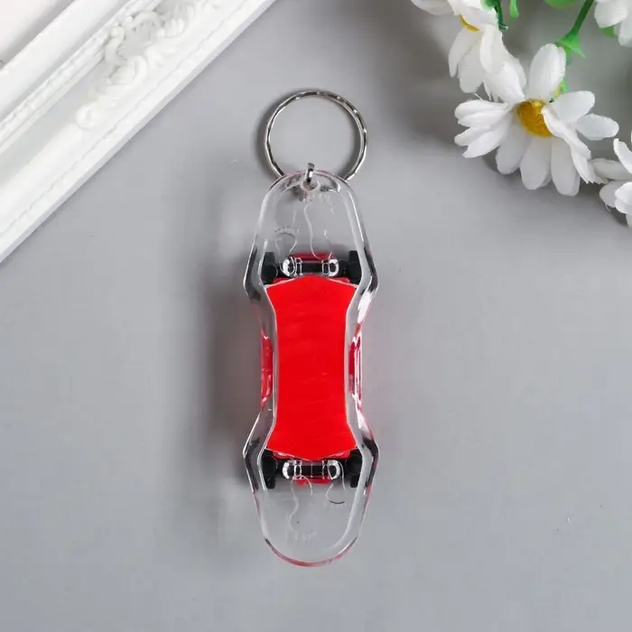 Фонарик брелок для ключей на кольце «Скейтборд», мигает, 1.7×8.2×2.8 см, МИКС