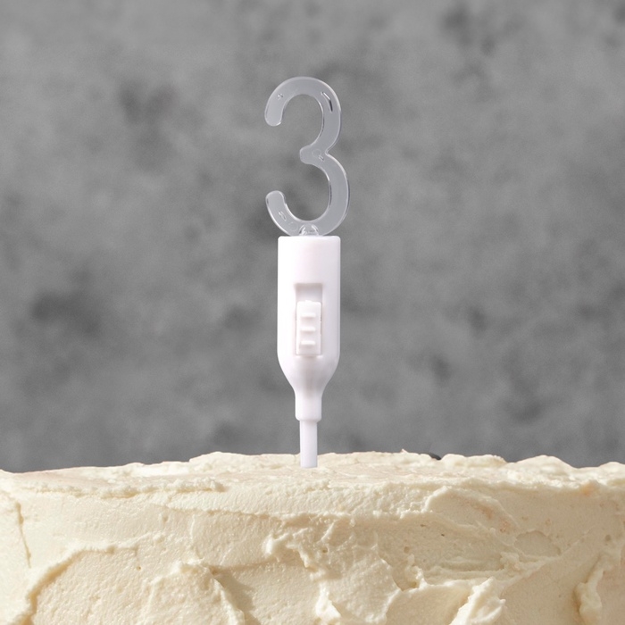 Светодиодная свеча  Светодиодная свеча "Цифра 3", 14.5 см, от батареек LR1130х3 (в комплекте), свечение мульти (RGB)